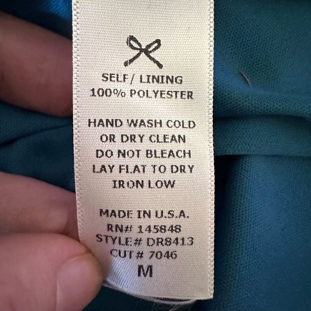 Everly Shiny Shift dress with ruffle sleeves in Teal - Size M - Picture 3 of 5
